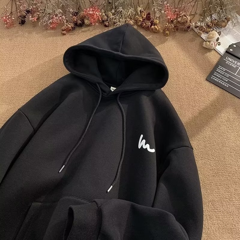 Υπερμεγέθη unisex hoodie με κουκούλα – κορεατικού στυλ εκτύπωση και λεπτομέρεια τσέπης, λεπτή μίξη πολυεστέρα-βαμβάκι, κατάλληλο για άνοιξη και φθινόπωρο