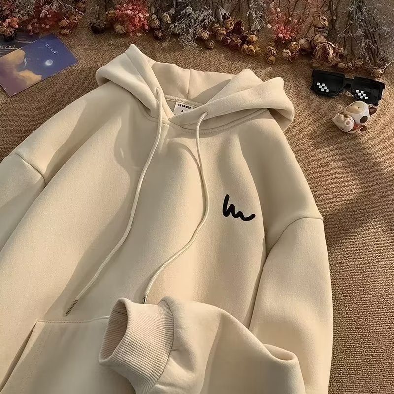 Υπερμεγέθη unisex hoodie με κουκούλα – κορεατικού στυλ εκτύπωση και λεπτομέρεια τσέπης, λεπτή μίξη πολυεστέρα-βαμβάκι, κατάλληλο για άνοιξη και φθινόπωρο