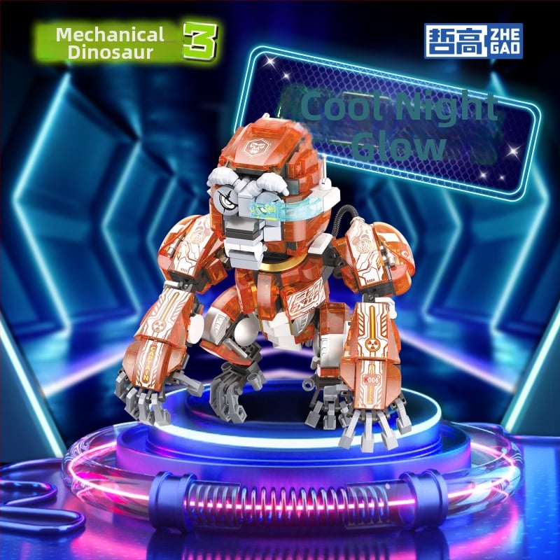 LEGO saderīgs blokiem komplekts: Orangutan dinozaura modelis, ABS plastmasa, 400–800 detaļas, bez elektrības, vecums 7–14 gadi