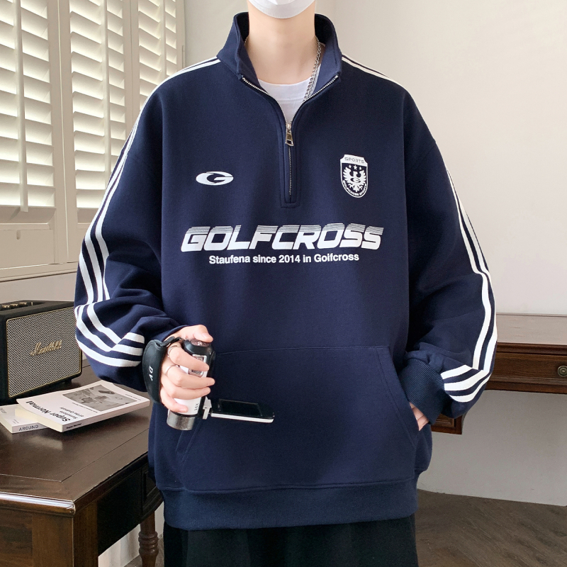 Hooded sweatshirt s uspravnim ovratnikom za dječake i tinejdžere, dugi rukavi, širok kroj, proljetno-jesenska sezona