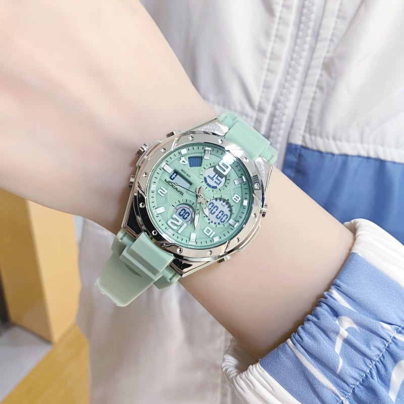 Sportski sat za tinejdžerice s luminizirajućim prikazom, vodootporan 50 m, kalendar (dan u tjednu, mjesec), alarm i kronograf, analogno-digitalni prikaz