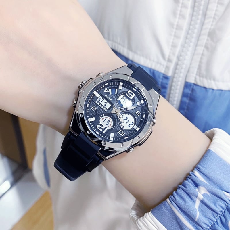 Sportski sat za tinejdžerice s luminizirajućim prikazom, vodootporan 50 m, kalendar (dan u tjednu, mjesec), alarm i kronograf, analogno-digitalni prikaz