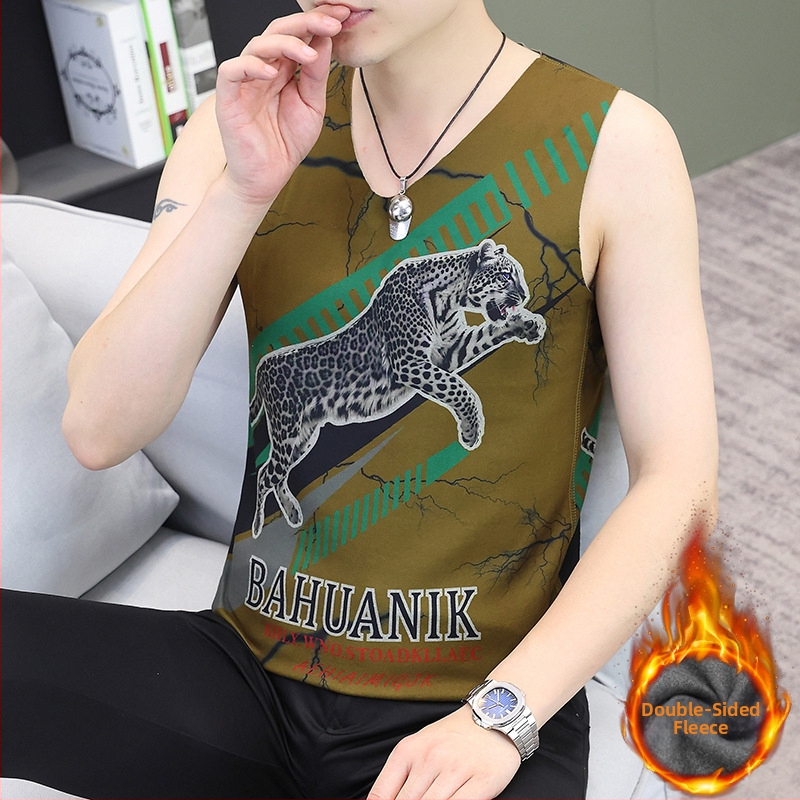 Vīriešu ziemas reversīvā samta termo veste ar džakarda rakstu, V kaklu, bez piedurknēm, bieza poliestera šķiedra