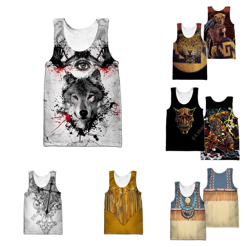 Vīriešu bez piedurknēm T-krekli vestīte, brīvs griezums, druka, poliestera audums 80%, brīvā laika lietošanai, vasara 2022, jauniešiem