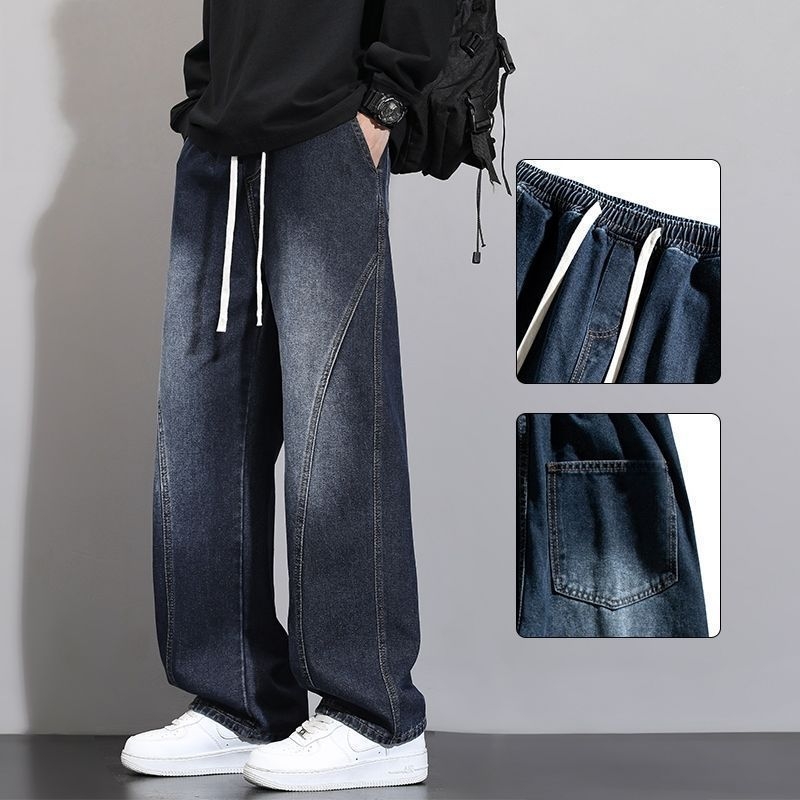 Muške traperice, ravni kroj, srednji pojas, zip, fleece podstava, oprane