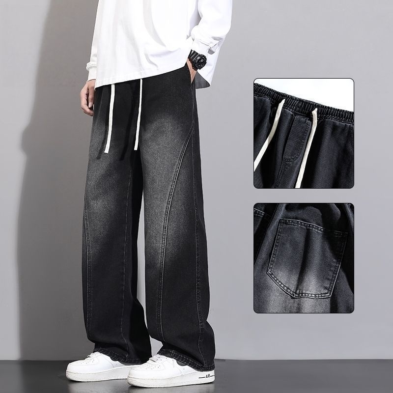 Muške traperice, ravni kroj, srednji pojas, zip, fleece podstava, oprane