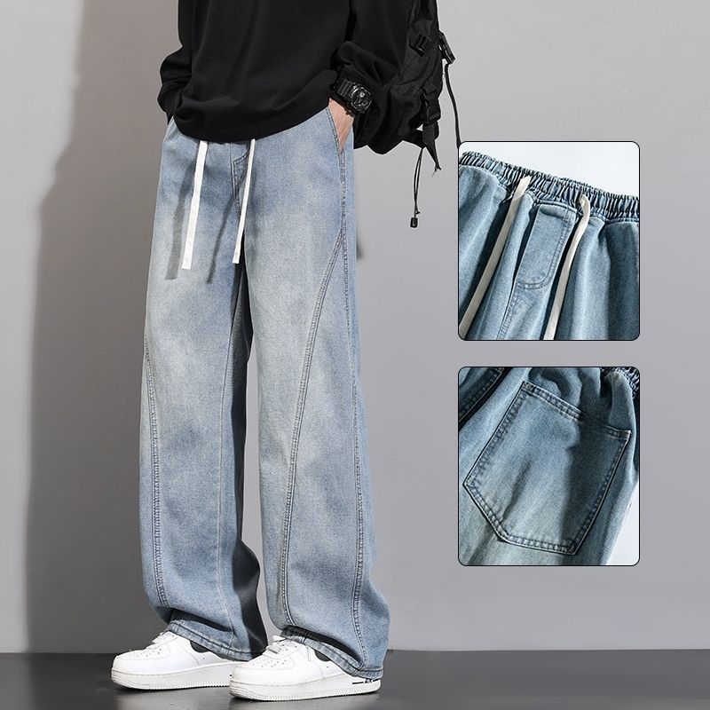 Muške traperice, ravni kroj, srednji pojas, zip, fleece podstava, oprane