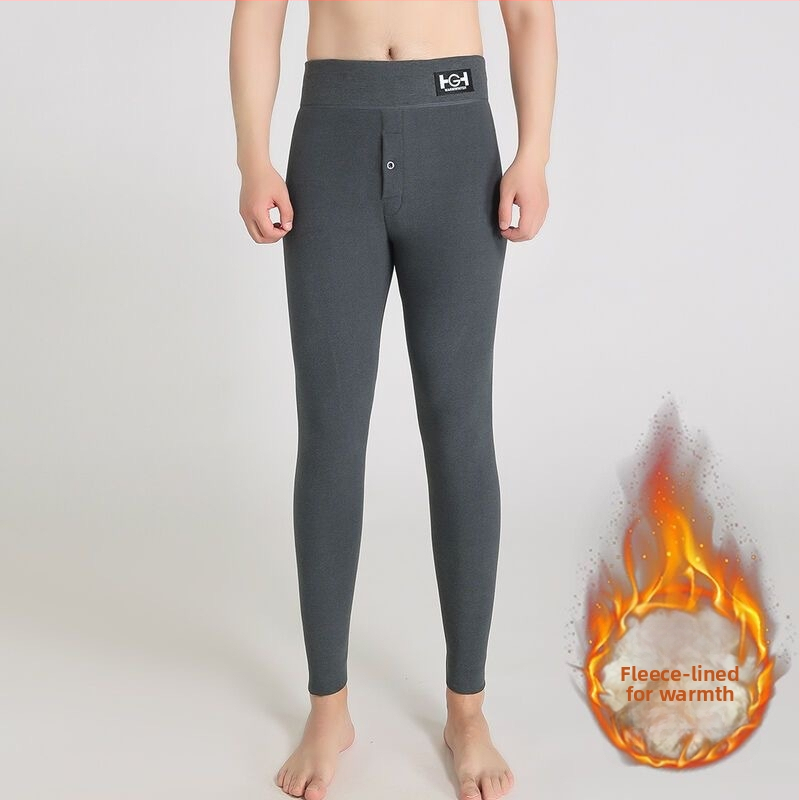 Unisex hlače od pamuka s fleeceom ovčje vune, zimski visoki struk, uski kroj, crne, plus veličina