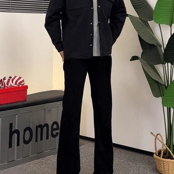 Monster Lab Willow Leaf Scimitar Crne muške hlače - slim fit, podstavljene flisom, američki street style, ravni kroj s blagim bootcutom
