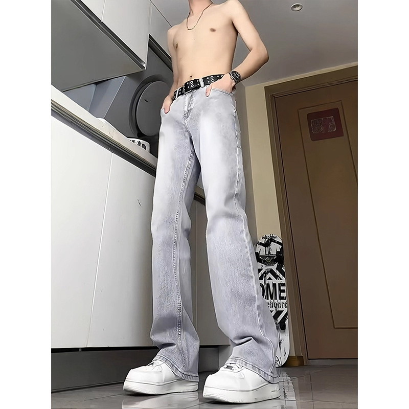 Monster Lab Willow Leaf Scimitar Crne muške hlače - slim fit, podstavljene flisom, američki street style, ravni kroj s blagim bootcutom