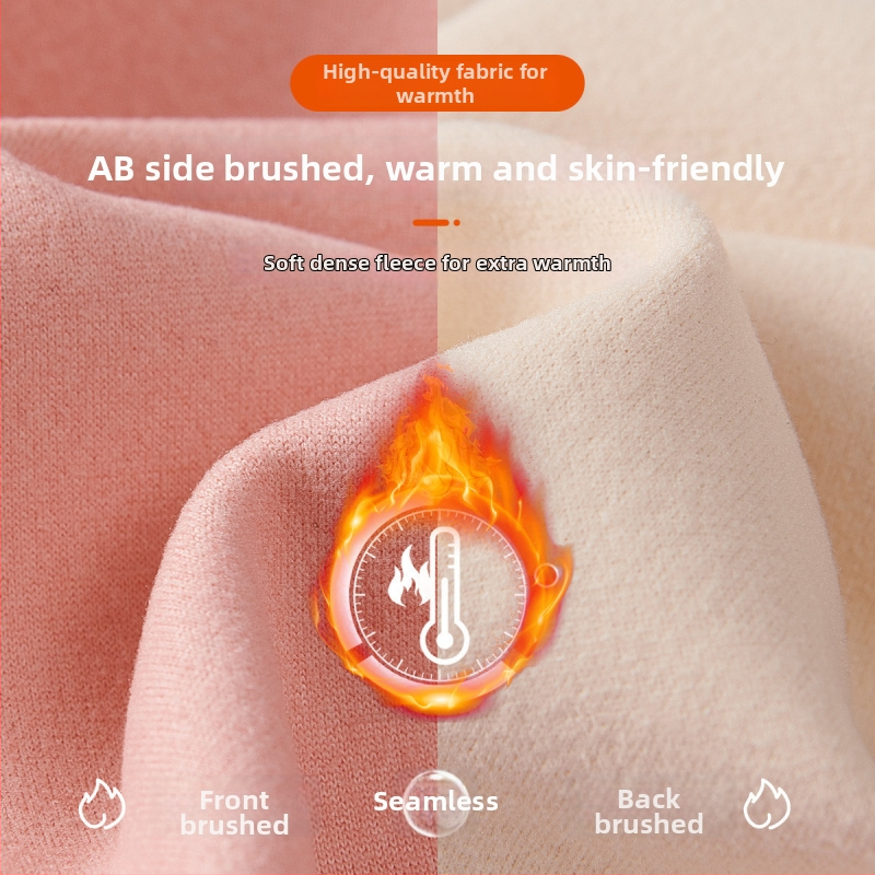 Ženski bešavni termalni set s veluru unutrašnjim slojem, poliester, 201–250 g/m²; grijanje i oblikovanje tijela (kontrola trbuha, podizanje stražnjice); gornji dio s okruglim izrezom, dugi rukavi, hlače.