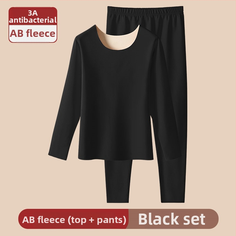 Ženski bešavni termalni set s veluru unutrašnjim slojem, poliester, 201–250 g/m²; grijanje i oblikovanje tijela (kontrola trbuha, podizanje stražnjice); gornji dio s okruglim izrezom, dugi rukavi, hlače.