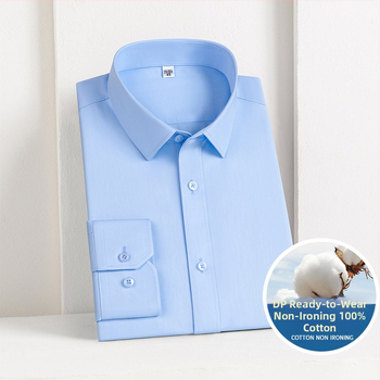 Vīriešu bezgludināmas krekli, 96% kokvilna, garas piedurknes, kvadrātveida apkakle, vienkrāsains raksts