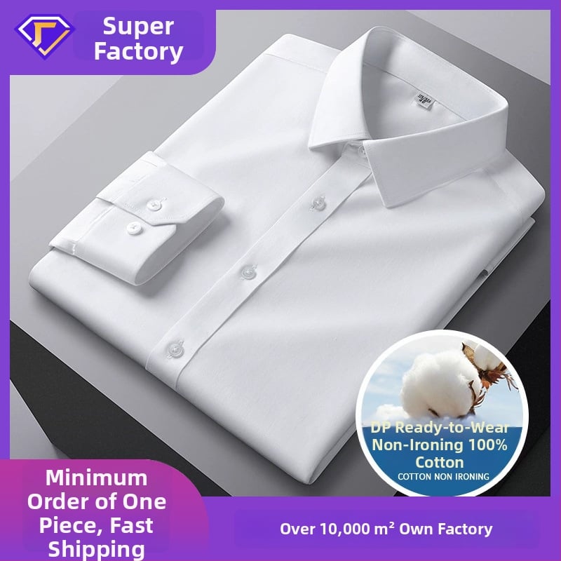 Vīriešu bezgludināmas krekli, 96% kokvilna, garas piedurknes, kvadrātveida apkakle, vienkrāsains raksts