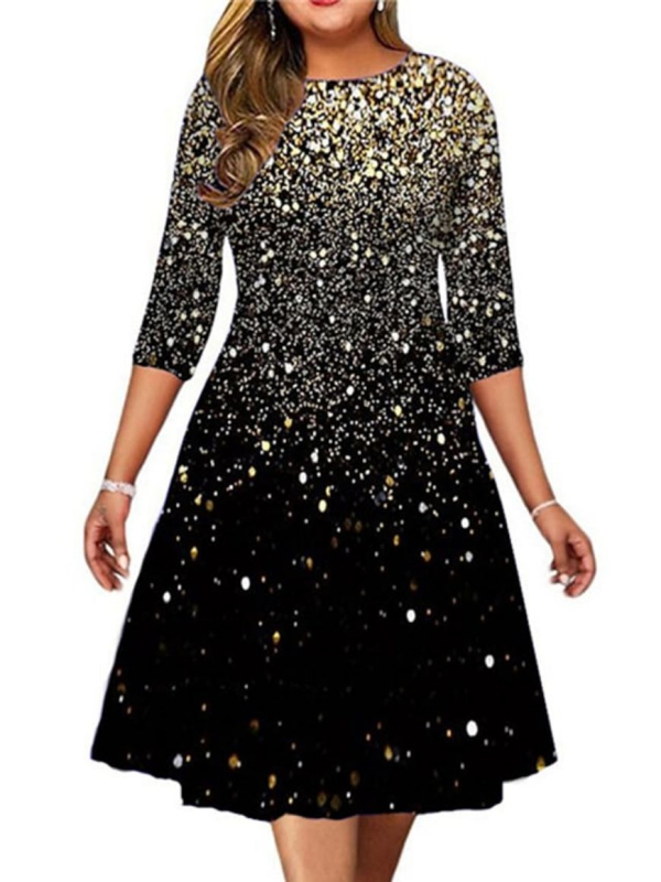 Poliesterska haljina A-linije s 3D uzorkom i digitalnim printom, kratkih rukava