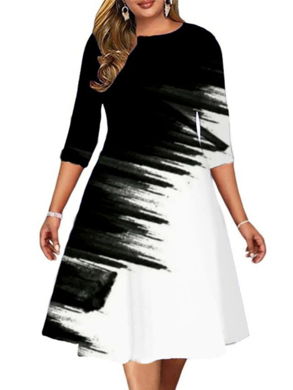 Poliesterska haljina A-linije s 3D uzorkom i digitalnim printom, kratkih rukava