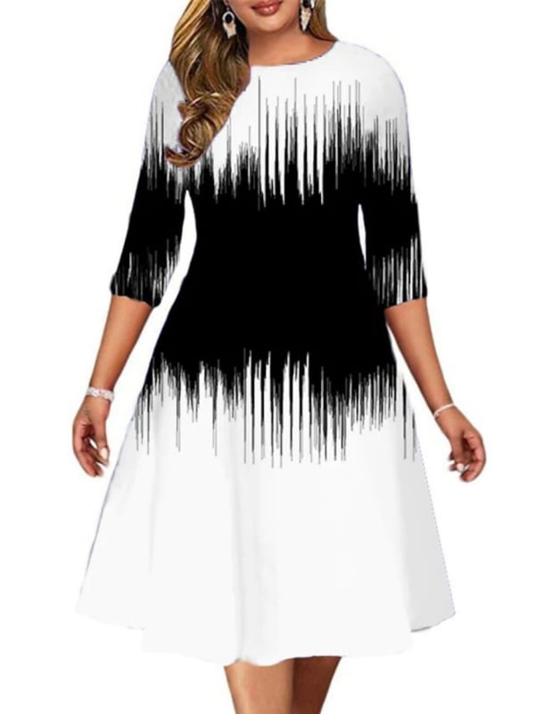 Poliesterska haljina A-linije s 3D uzorkom i digitalnim printom, kratkih rukava