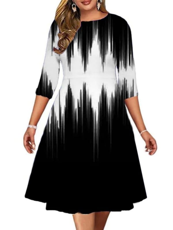 Poliesterska haljina A-linije s 3D uzorkom i digitalnim printom, kratkih rukava
