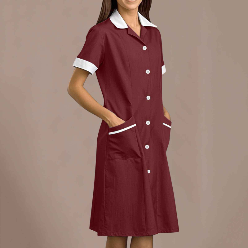 Ruha reverrel, poliészter–elasztán keverék, rövid ujjú, középméretű hossz, intellektuális stílus, nyár 2025