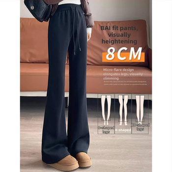 Mātītes platais bikses ar vēdera atbalstu, iekšējais fleece, brīvs piegriezums, kokvilnas-samējas audums, mikro-elastība, rudens-ziema un pavasara-rudens sezonām