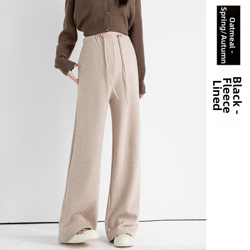 Grūtnieču bikses no imitētā kašmīra, brīvs piegriezums, vēdera atbalsts, iekšējais fleece oderējums, aukla