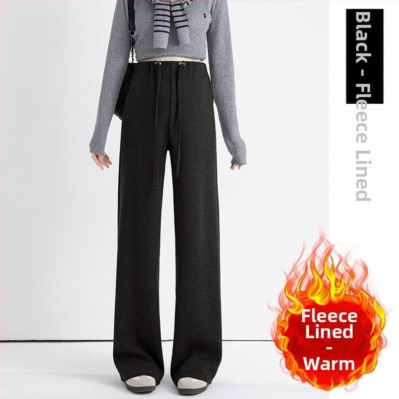 Grūtnieču bikses no imitētā kašmīra, brīvs piegriezums, vēdera atbalsts, iekšējais fleece oderējums, aukla