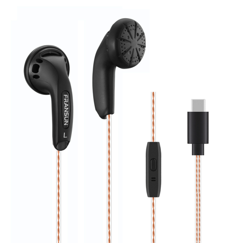 Fransun ausinės su ausų kištuku, antra karta, 3,5 mm tiesioginis kištukas, sidabru dengtas variniai laidai, 32 Ω, HiFi 20 Hz–20 kHz