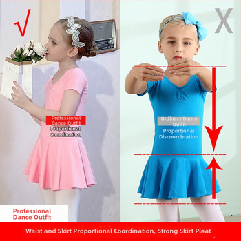 Bērnu vasaras deju apģērbs, 95% kokvilna, īsās piedurknes, Korejas stils, 3–8 gadu vecuma, bez apkakles