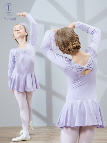 Kamengqi bērnu baleta trenēšanas kleita ar garām un īsām piedurknēm, princeses stils, 93% kokvilna, mīksta apstrāde, enzīmu mazgāšana, 3–8 gadi