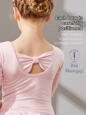 Kamengqi bērnu baleta trenēšanas kleita ar garām un īsām piedurknēm, princeses stils, 93% kokvilna, mīksta apstrāde, enzīmu mazgāšana, 3–8 gadi