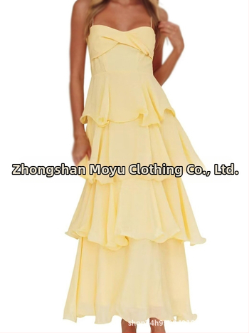 Polüesteri pikk A-line kleit varrukateta, kõrge vöökoht, elegantne õhtukleit pulmadeks (2026)