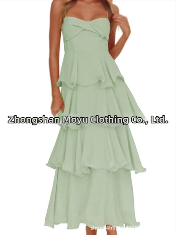 Polüesteri pikk A-line kleit varrukateta, kõrge vöökoht, elegantne õhtukleit pulmadeks (2026)