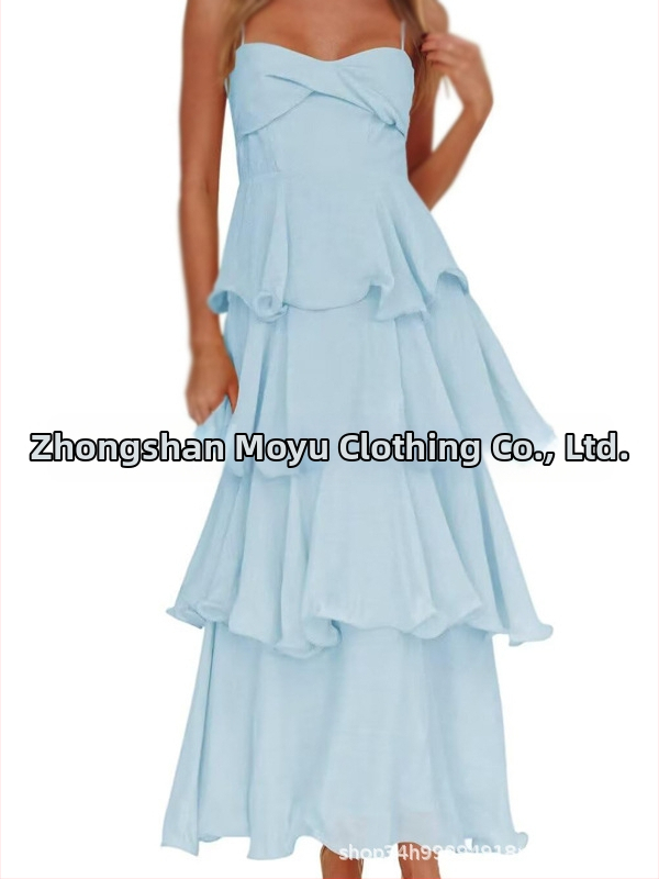 Polyesterové dlhé šaty A-siluety bez rukávov, vysoký pás, elegantné večerné šaty (2026)