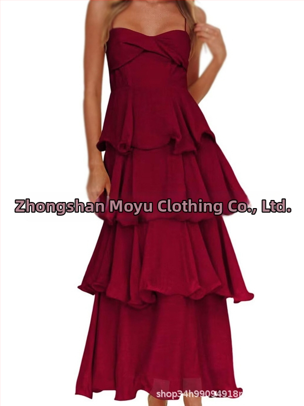 Polüesteri pikk A-line kleit varrukateta, kõrge vöökoht, elegantne õhtukleit pulmadeks (2026)