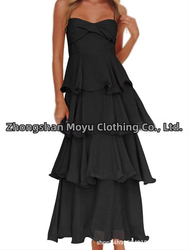 Polüesteri pikk A-line kleit varrukateta, kõrge vöökoht, elegantne õhtukleit pulmadeks (2026)