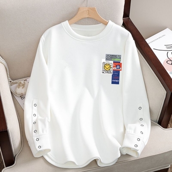 Ženski T-shirt od 100% pamuka s dugim rukavima, ležernog kroja, okrugli izrez, obična duljina
