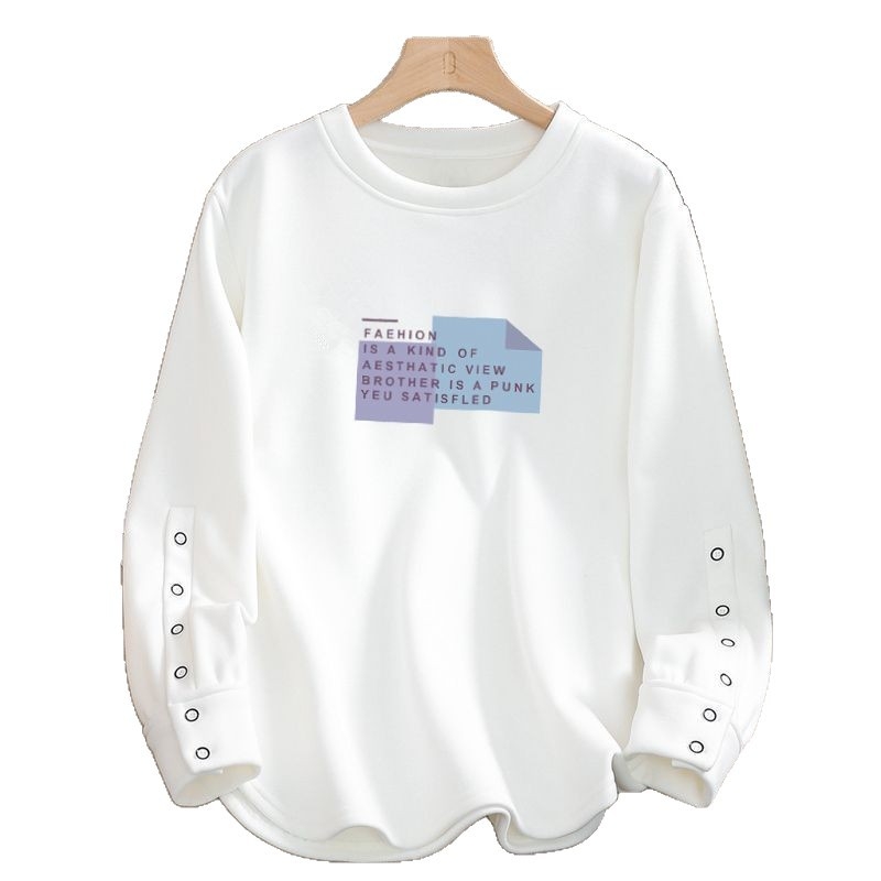 Ženski T-shirt od 100% pamuka s dugim rukavima, ležernog kroja, okrugli izrez, obična duljina