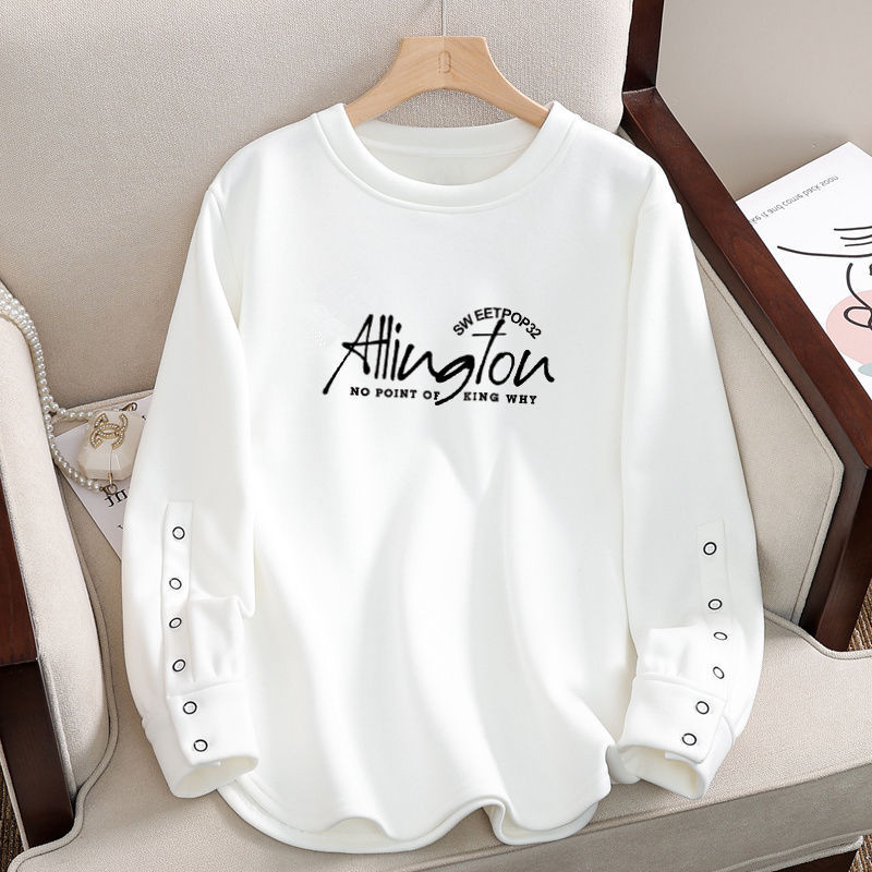 Ženski T-shirt od 100% pamuka s dugim rukavima, ležernog kroja, okrugli izrez, obična duljina