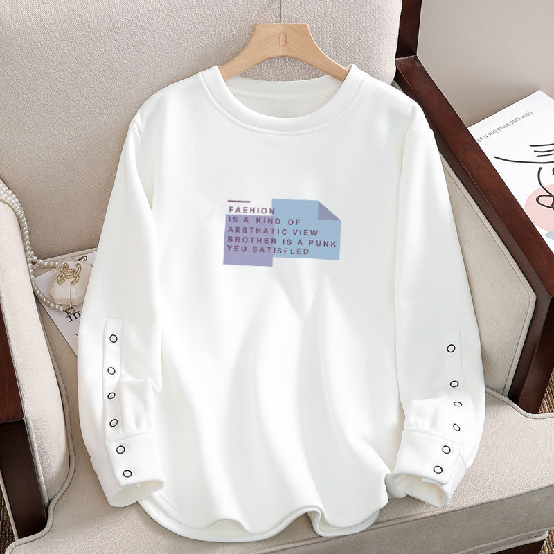 Ženski T-shirt od 100% pamuka s dugim rukavima, ležernog kroja, okrugli izrez, obična duljina