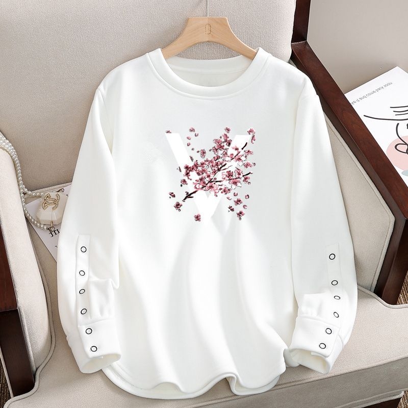 Ženski T-shirt od 100% pamuka s dugim rukavima, ležernog kroja, okrugli izrez, obična duljina