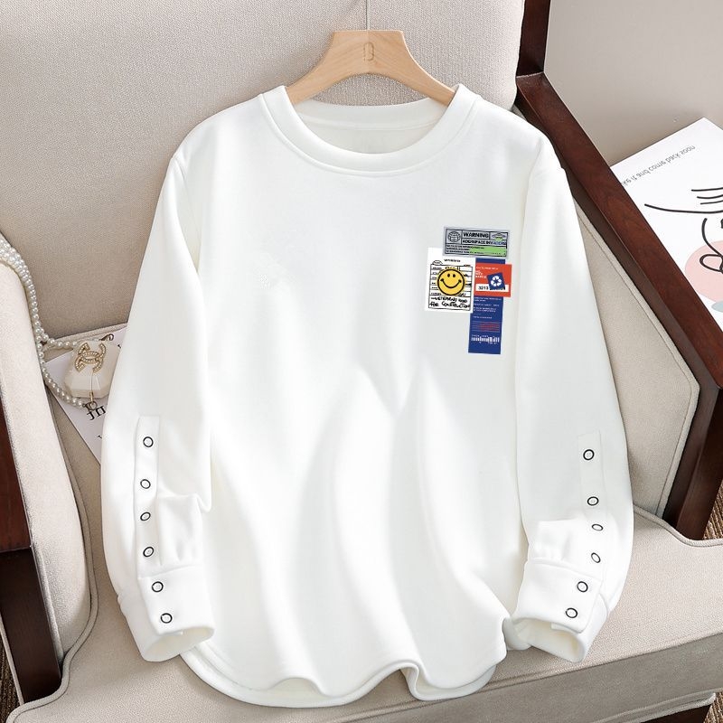 Ženski T-shirt od 100% pamuka s dugim rukavima, ležernog kroja, okrugli izrez, obična duljina