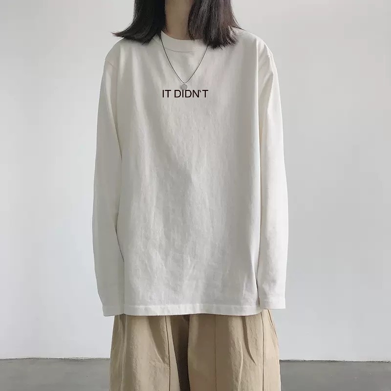 Ženski pamukasti T-shirt s dugim rukavima, široki kroj, anime crtani motiv, srednja duljina