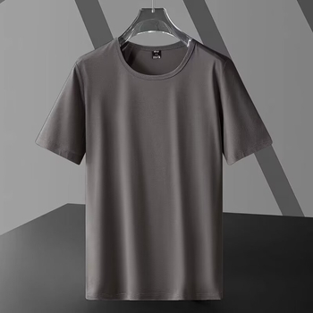 Muška kratka majica s okruglim izrezom, jednobojna, slobodnog kroja, Milk Silk s do 30% poliester, ljeto, gradska stilna tisk