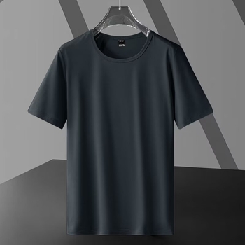 Muška kratka majica s okruglim izrezom, jednobojna, slobodnog kroja, Milk Silk s do 30% poliester, ljeto, gradska stilna tisk