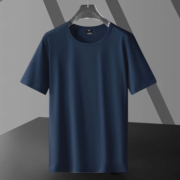 Muška kratka majica s okruglim izrezom, jednobojna, slobodnog kroja, Milk Silk s do 30% poliester, ljeto, gradska stilna tisk