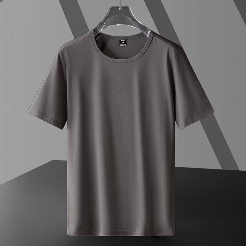 Muška kratka majica s okruglim izrezom, jednobojna, slobodnog kroja, Milk Silk s do 30% poliester, ljeto, gradska stilna tisk