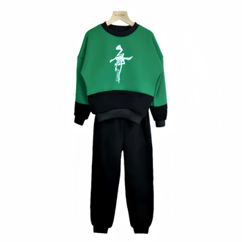 Bērnu divdaļīgs deju komplekts ar garām piedurknēm, 100% kokvilna, fleece odere, silts ziemas nodarbībām