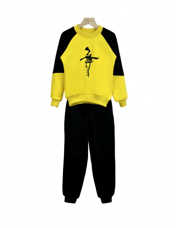 Bērnu divdaļīgs deju komplekts ar garām piedurknēm, 100% kokvilna, fleece odere, silts ziemas nodarbībām