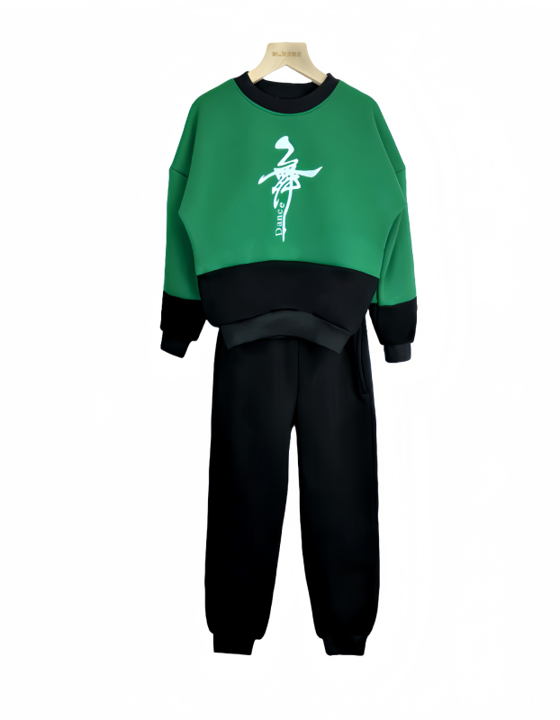 Bērnu divdaļīgs deju komplekts ar garām piedurknēm, 100% kokvilna, fleece odere, silts ziemas nodarbībām