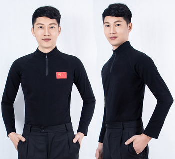 Vīriešu latīņu deju kostīms ar garām piedurknēm, drukāts raksts, poliesteris 50%